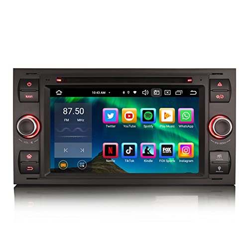 Erisin 7 Zoll Android 12.0 Autoradio 2 Din GPS Navi CD Player Für Ford Focus Kuga Transit Galaxy C/S-Max CarPlay Android Auto DSP WiFi DAB+ OBD2 RDS SWC USB Bluetooth 5.0 8-Kern 4GB RAM+64GB ROM von erisin