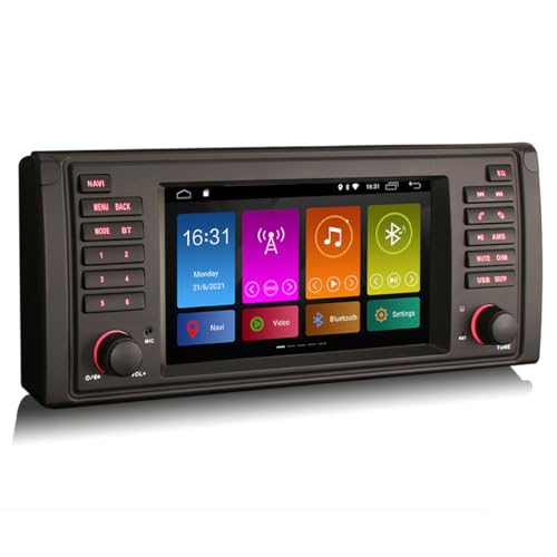 Erisin 7 Zoll Android 13 Autoradio Bluetooth mit GPS Navigation für BMW 5er E39 M5 X5 E53, Autoradio 1 din Unterstützt CarPlay DSP OBD2 WiFi USB RDS FM DVB-T2 Mirror Link Canbus Lenkradsteuerung von erisin