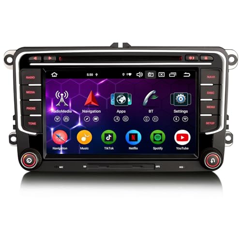 Erisin 7 Zoll Android 14 Autoradio CD mit GPS Navi für VW Polo 6R Crafter Amarok Caddy Transporter T6 Skoda Yeti Bluetooth CarPlay Android Auto WiFi 4G DSP DAB+ RDS OBD2 USB DVD OPS 8-Kern 4GB+64GB von erisin