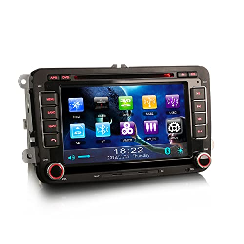 Erisin 7 Zoll Autoradio DVD Multimedia Player Touchscreen für VW Golf MK5 6 Passat Caddy Polo Tiguan Scirocco Octavia Fabia Seat Leon, Unterstützt Bluetooth/DVR/DVB-T/1080P Videos/VMCD/GPS/FM/SD/USB von erisin