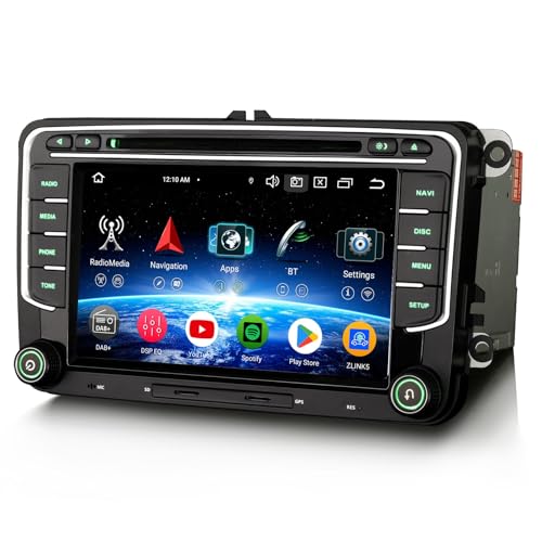 Erisin 8-Kern 4GB+64GB 7 Zoll Android 14 Autoradio GPS Navi DVD für VW Passat B6 T5 Golf 5/6 Polo 6R Tiguan Caddy T5 Jetta Seat Skoda Bluetooth CarPlay Android Auto WiFi 4G DSP DAB+ FM OBD2 CD Canbus von erisin
