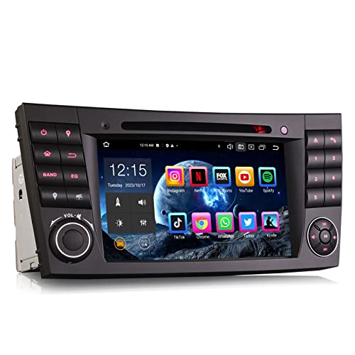 Erisin 8-Kern 4GB+64GB Android 13 Autoradio Bluetooth GPS für Mercedes Benz E Klasse CLS Klasse G Klasse W211 W219 Navigation Wireless Carplay DSP WiFi DAB+ Android Auto DVB-T2 OBD2 CD Player USB von erisin