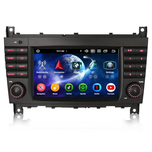 Erisin 8-Kern 4GB+64GB Android 13 Autoradio DVD GPS Navi für Mercedes Benz C-Klasse W203 CLC Klasse W203 C180 G-Klasse W463 Unterstützt Bluetooth 7 Zoll Touchscreen CarPlay Android Auto DSP DAB+ WiFi von erisin