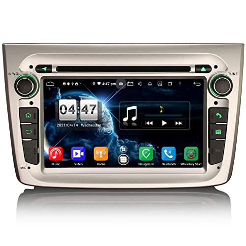 Erisin 8-Kern 4GB RAM 64GB ROM Android 11 Autoradio Bluetooth für Alfa Romeo Mito, Autoradio mit Navi GPS Unterstützt DAB+ CarPlay Android Auto DSP WiFi DVB-T2 FM RDS OBD2 DVD Player TPMS Touchscreen von erisin