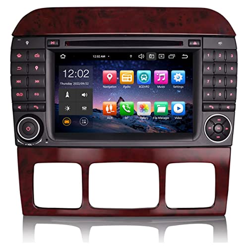 Erisin 8-Kern 4GB RAM 64GB ROM Android 12 Autoradio Bluetooth GPS für Mercedes Benz S/CL Klasse W220 W215 CD Player mit Navi Unterstützt Carplay Android Auto WiFi DAB+ DSP RDS SWC OBD2 USB DVB-T2 von erisin