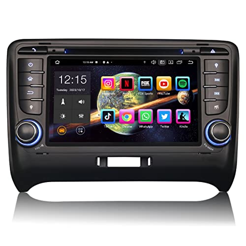 Erisin 8-Kern 4GB RAM 64GB ROM Android 12 Autoradio Bluetooth mit GPS Navigation für Audi TT MK2 Unterstützt CarPlay Wireless Android Auto WiFi 4G DAB+ OBD2 DSP RDS FM Canbus CD Player DVB-T2 von erisin