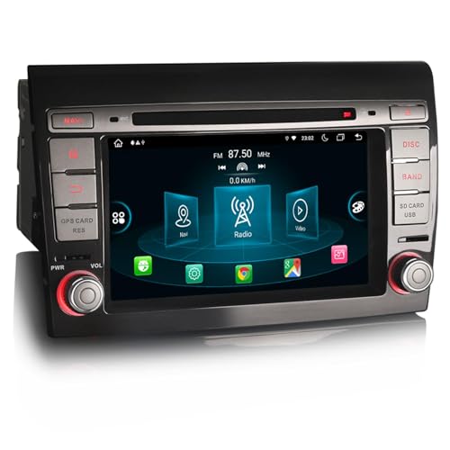 Erisin 8-Kern Android 13 Autoradio GPS Navi für FIAT Bravo Unterstützt 7 Zoll Touchscreen Kabelloses CarPlay Android Auto DAB+Radio DSP Bluetooth A2DP WiFi USB RDS TPMS OBD2 DVB-T/T2 4GB RAM+64GB ROM von erisin