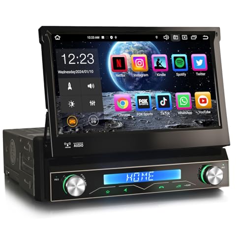 Erisin 8-Kern Android 13 1Din Universal GPS Navi Autoradio 7 Zoll HD IPS Touchscreen Integriertes Kabelloses CarPlay Android Auto Bluetooth 5.0 DSP OBD2 TPMS DVB-T2 DAB+WiFi USB A2DP 2GB RAM+32GB ROM von erisin