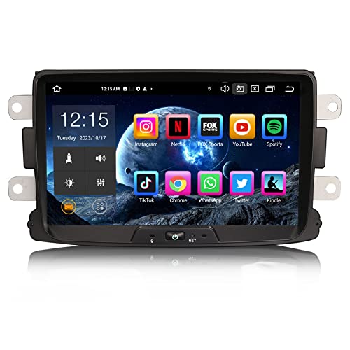 Erisin 8 Zoll 8-Kern 4GB RAM + 64GB ROM Android 12 Autoradio Bluetooth mit GPS Navi für Renault Dacia Duster Logan Sandero Dokker Lodgy Wireless Carplay Android Auto WiFi DAB+ USB RDS OBD2 DVB-T2 von erisin