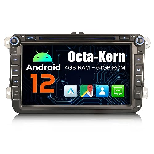 Erisin 8 Zoll 8-Kern 4GB RAM 64GB ROM Android 12 Autoradio Bluetooth GPS Navi für VW T5 Touran Passat Golf 5/6 Polo Tiguan Sharan Skoda Seat CarPlay Android Auto WiFi DAB+ RDS USB OPS CD Player von erisin