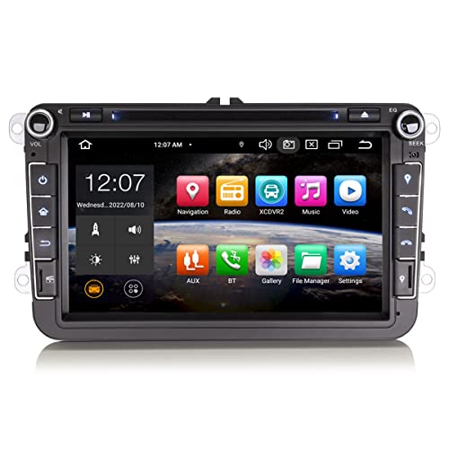 Erisin 8 Zoll Android 12 8-Kern Autoradio Mit GPS für VW Passat Golf 5/6 Touran Seat Tiguan Jetta T5 Transporter Bora Navigation Bluetooth Integrierte DVD CarPlay DAB+ WiFi 4G Radio 4GB+ 64GB von erisin