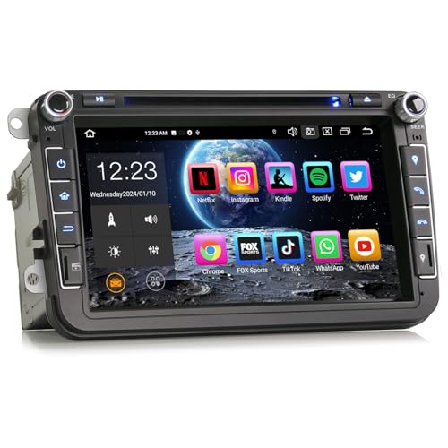 Erisin 8 Zoll Android 13 8-Kern DVD Autoradio Mit GPS Navi für VW Passat Golf 5/6 Touran Skoda Seat Tiguan Jetta T5 Transporter Bora Integrierte Bluetooth 5.0 CarPlay DAB+ WiFi Radio OBD2 4GB+64GB von erisin