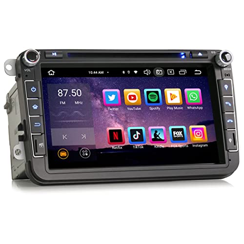 Erisin 8 Zoll Android 12 8-Kern DVD Autoradio Mit GPS Navi für VW Passat Golf 5/6 Touran Skoda Seat Tiguan Jetta T5 Transporter Bora Integrierte Bluetooth 5.0 CarPlay DAB+ WiFi Radio OBD2 4GB+64GB von erisin