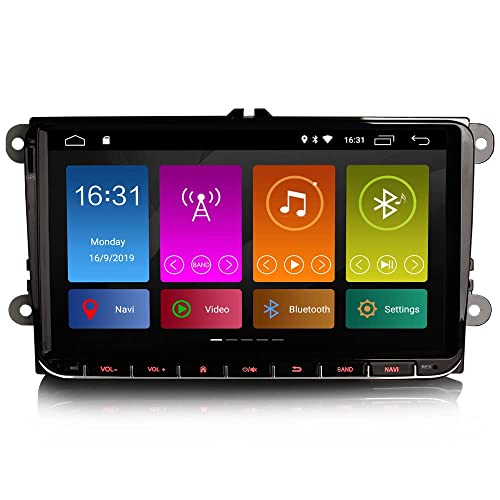 Erisin 9 Zoll Android 10 Autoradio mit GPS Navi Für VW Passat Golf 5 Golf 6 Tiguan Caddy EOS T5 Seat Skoda Eingebauter CarPlay DSP Unterstützt WiFi Bluetooth RDS DAB+ OBD2 USB SWC TPMS Mirror-Link von erisin