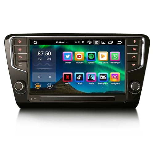 Erisin 9 Zoll Android 12 Autoradio Bluetooth mit GPS Navigation Für Skoda Octavia 3 Unterstützt Kabelloses CarPlay Android Auto WiFi DSP OBD2 DAB+ Canbus TPMS IPS USB RDS 【8-Kern 4GB RAM+64GB ROM】 von erisin