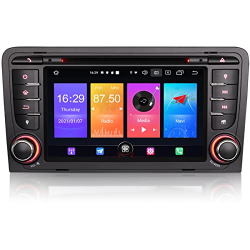 Erisin Android 10.0 Autoradio mit GPS Navi DVD Player Für Audi A3 S3 RS3 RNSE-PU Eingebautes Wireless CarPlay DSP WiFi Bluetooth DAB+ OBD2 DSP 4G RDS Android Auto TPMS Mirror-Link Touchscreen 7 Zoll von erisin