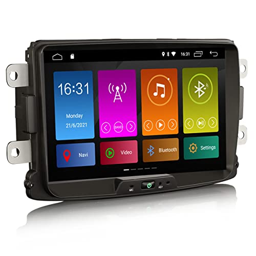 Erisin Android 11 Autoradio GPS Navi für Renault Dacia Duster Logan Sandero Dokker 7 Zoll HD Touchscreen Unterstützt Bluetooth CarPlay DSP FM Radio A2DP Mirror Link DVB-T2 WiFi DAB+32GB RDS TPMS von erisin