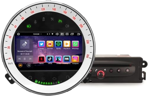 Erisin Android 13 8-Kern 4GB RAM+64GB ROM Autoradio GPS Navi für BMW Mini Cooper 2006~2013 7 Zoll Bluetooth 5.0 Touchscreen Unterstützt Kabelloses CarPlay Android Auto DAB+ DVD FM Radio DSP WiFi von erisin