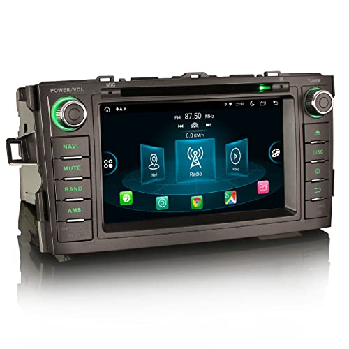 Erisin Android 14 8-Kern 4GB RAM+64GB ROM Autoradio GPS Navi für Toyota AURIS 7 Zoll HD Touchscreen Unterstützt Bluetooth Wireless CarPlay Android Auto DSP FM Radio A2DP DVB-T2 WiFi DAB+ RDS TPMS von erisin