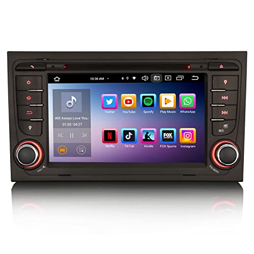 Erisin Android 12 8-Kern Autoradio Mit GPS Navi für Audi A4 S4 RS4 RNS-E Seat Exeo 7 Zoll Touchscreen Unterstützt CarPlay Android Auto DSP DAB+ WiFi 4G FM Radio Bluetooth 5.0 A2DP 4GB RAM+64GB ROM von erisin