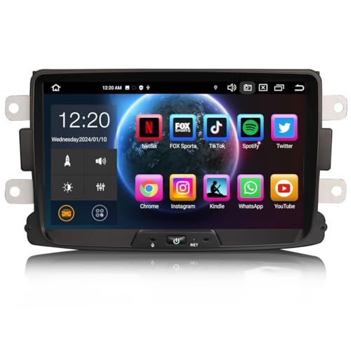 Erisin Android 12 8-Kern Bluetooth 5.0 Autoradio Mit GPS Navi für Renault Dacia Duster Logan Dokker Lodgy 8 Zoll Touchscreen DAB+ Radio Kabellos CarPlay Android Auto DSP WiFi 4G FM A2DP RDS 4GB+64GB von erisin