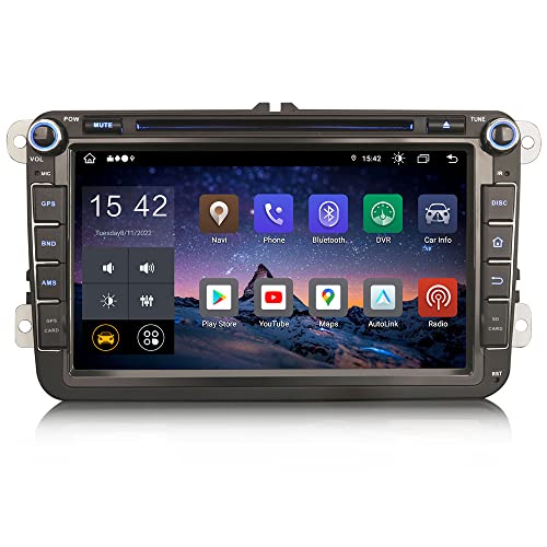 Erisin Android 14 Autoradio GPS Navi für VW Golf 5/6 Polo Passat B6 Tiguan Touran Caddy Seat Skoda Kabelloses ​CarPlay WiFi Bluetooth DVD CD Android Auto RDS OBD2 USB OPS SWC 【8-Kern 4GB+64GB】 von erisin