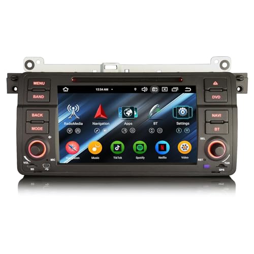 Erisin Android 13 4GB RAM+64GB ROM 8-Kern DVD Autoradio GPS Navi für BMW 3er M3 E46 Rover 75 MG ZT 7 Zoll Touchscreen Unterstützt Kabelloses CarPlay Android Auto DAB+WiFi 4G Bluetooth 5.0 Canbus DSP von erisin