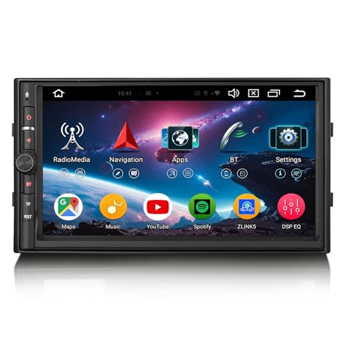 Erisin Android 14 8-Kern 4GB+64GB Doppel Din Autoradio mit GPS Navigation für Nissan 7 Zoll Touchscreen Unterstützt Kabelloses CarPlay Android Auto DAB+ WiFi 4G Bluetooth 5.0 DSP USB SWC DVB-T2 OBD2 von erisin
