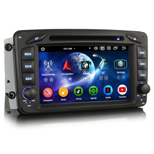 Erisin Android 14 4GB+64GB 8-Kern DVD Autoradio Bluetooth GPS Navi für Mercedes A/C/G/CLK Klasse W209 W203 Viano Vito W463 7" IPS Kabelloses CarPlay Android Auto DAB+ WiFi 4G DSP CANbus OBD2 SWC von erisin