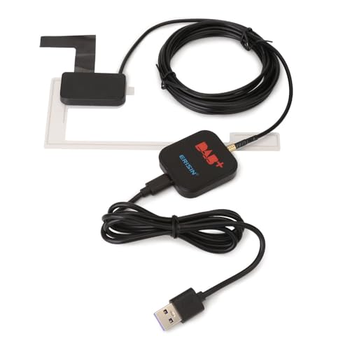 Erisin DAB+ Antenne DAB+ Scheibenantenne mit Empfänger Verstärker Antenne DAB Adapter für Autoradio Android, USB Port Anschluss von erisin