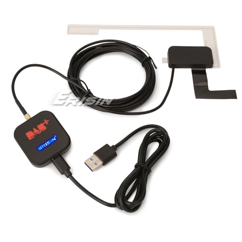 Erisin DAB Plus Radio Adapter Digital Radio Tuner Box mit MCX Antenne Verstärker DAB Antenne für Android 8.1/9.0/10.0 oder höher Autoradio USB-Anschluss von erisin