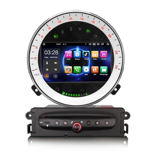erisin [4G+64G] 8 Core Android 14 Autoradio für BMW Mini Cooper R56 Unterstützt Carplay Android Auto GPS Navi DSP Bluetooth 5.0 WiFi Dab+ TPMS DVR CD/DVD von erisin