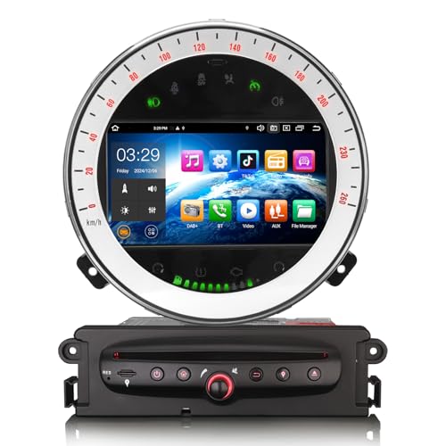 erisin 8-Kern Android 14 [4GB+64GB] Autoradio für BMW Mini Cooper R56 Countryman GPS Navi Carplay DSP Bluetooth A2DP WiFi DVR DVD DAB+Canbus von erisin