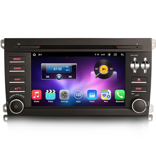 erisin Android 14 Autoradio für Porsche Cayenne Unterstützt GPS-Navi Carplay Android Auto DSP DVD Bluetooth A2DP DVB-T/T2 WiFi 4G DAB+ 8-Kern 4GB RAM+64GB ROM von erisin