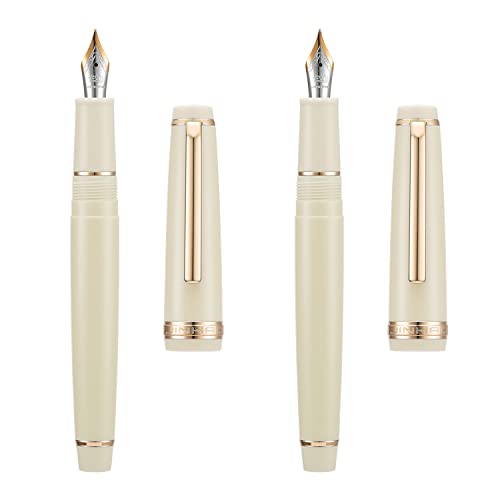 2 Stück Jinhao 82 Harz Füllfederhalter Iridium Extra Fein & Feine Feder mit Konverter, Lvory mit Golden Clip Schreibstift Set von erofa