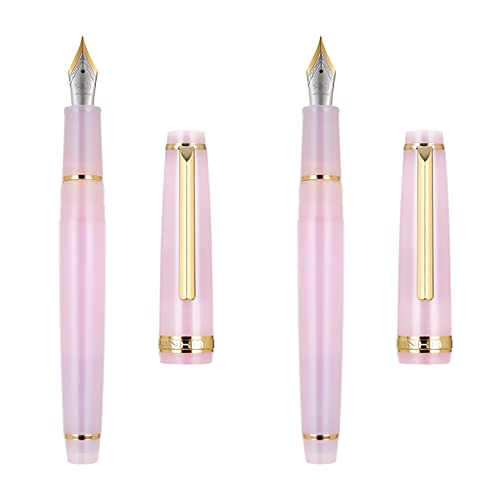 2 Stück Jinhao 82 Harz Füllfederhalter Iridium Extra Fein & Feine Spitze mit Konverter, Durchsichtig Rosa mit Golden Clip Schreibstift Set 2 Stück Jinhao 82 Harz Füllfederhalter Iridium Extra Fein & Feine Spitze mit Konverter, Durchsichtig Rosa mit Golden Clip Schreibstift Set von erofa