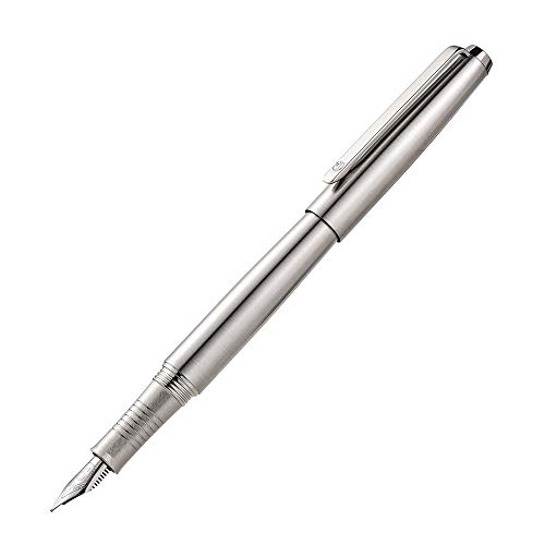 HONGDIAN 517S Serie Metall-Füllfederhalter, extra feine Feder, silberfarbene Metalltinte, Stift mit kleiner Stifttasche von erofa