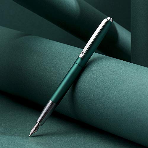 Hongdian 525 Serie Fude Pen mit gebogener Spitze, feine bis breite Größe, grüne Farbe, Metalltinte mit Geschenketui von erofa