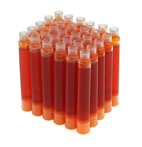 Hongdian Füllfederhalter Tintenpatronen Orange Farbe, 30 Stück Tinte Nachfüllpatronen, 3,4 mm Bohrung Durchmesser von erofa