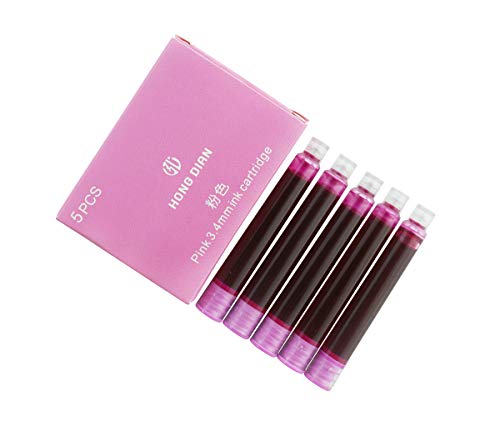 Hongdian Füllfederhalter Tintenpatronen Rosa Farbe, 30 Stück Tinte Nachfüllpatronen, 3,4 mm Bohrung Durchmesser von erofa