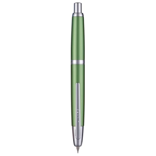 Jinhao 10 Serie Press Füllfederhalter, Seekieferngrün, einziehbare feine Feder, mit Tintenkonverter und Stiftebox aus Metall (Silber-Clip-Version) von erofa