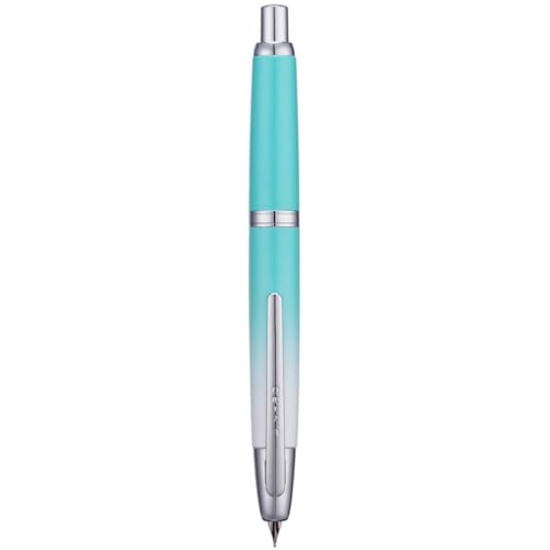Jinhao 10 Series Press Füllfederhalter, Farbverlauf, Minzgrün, einziehbar, feine Feder, mit Tintenkonverter und Stiftebox aus Metall (Silber-Clip-Version) von erofa