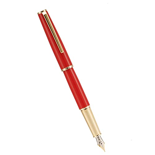 Jinhao 95 Metall Füllfeder Feine Feder, Lebendiges Rot mit Golden Clip Schreibstift von erofa