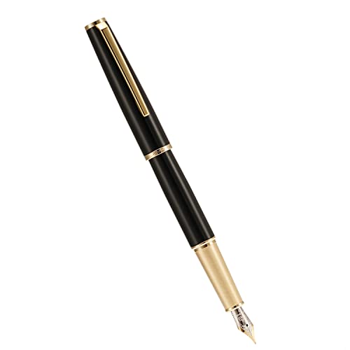 Jinhao 95 Metall Füllfederhalter Mittlere Feder, Lebendiges Schwarz mit Golden Clip Schreibstift von erofa