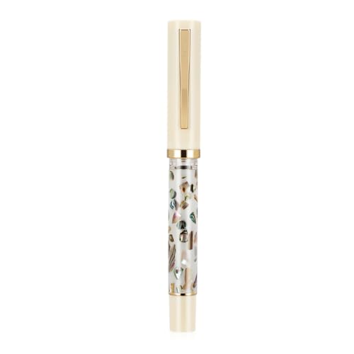 Jinhao Füllfederhalter der Serie 58, Iridium, extra feine Feder mit weißem Scrimshaw-Design, glattes Schreiben, Stift mit Tintenkonverter (Elfenbeinweiß) von erofa
