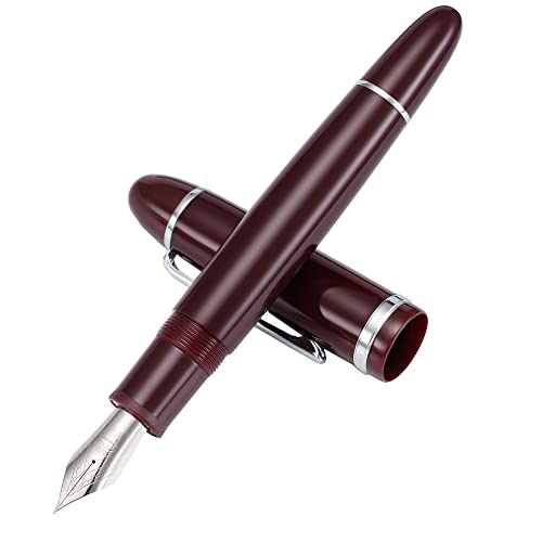 Jinhao X159 Füllfederhalter #8 Mittlere Feder, Weinrot mit Silber Clip Acryl Große Größe Schreibstift von erofa