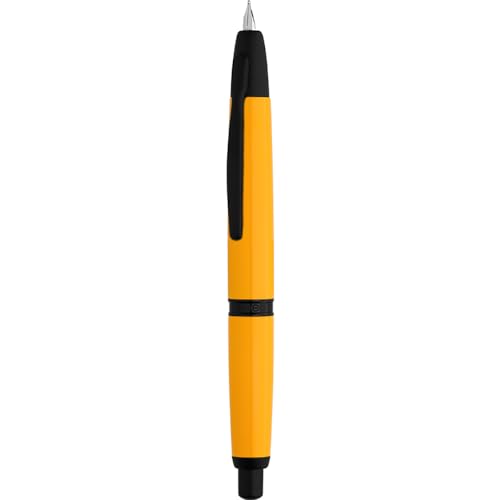 Majohn A1 Press Füllfederhalter feine Feder mit Box, einziehbarer orangefarbener Metall-Tintenstift mit Konverter-Schreibset (schwarze Clip-Version) von erofa