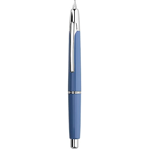 Majohn A2 Press Füllfederhalter Extra Feine Feder mit Box, einziehbarer Blauer Harz Tinte Stift mit Konverter Schreibstift Set (Silber Clip Version) von erofa