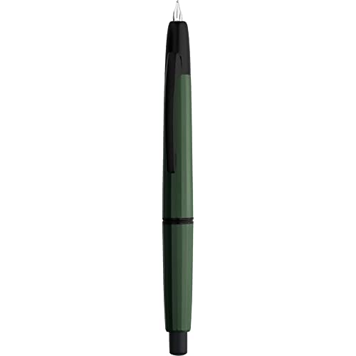Majohn A2 Press Füllfederhalter Extra Feine Feder mit Box, einziehbarer Grüner Harz Tinte Stift mit Konverter Schreibstift Set (Schwarze Clip Version) von erofa