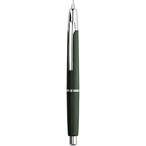 Majohn A2 Press Füllfederhalter Extra Feine Feder mit Box, einziehbarer Grüner Harz Tinte Stift mit Konverter Schreibstift Set (Silber Clip Version) von erofa